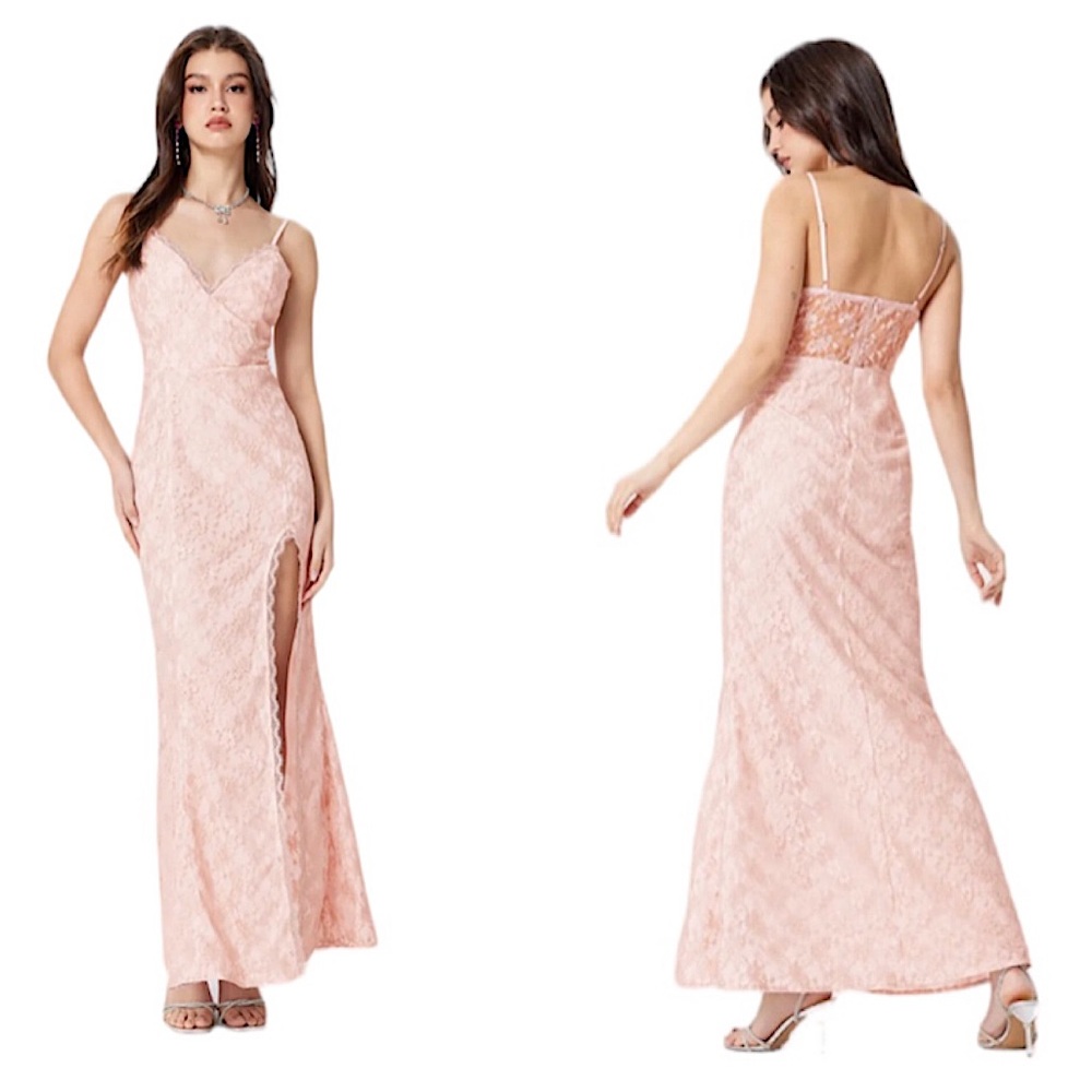 CIDER blush pink lace side split maxi dress size 1XL new with tags NWT
